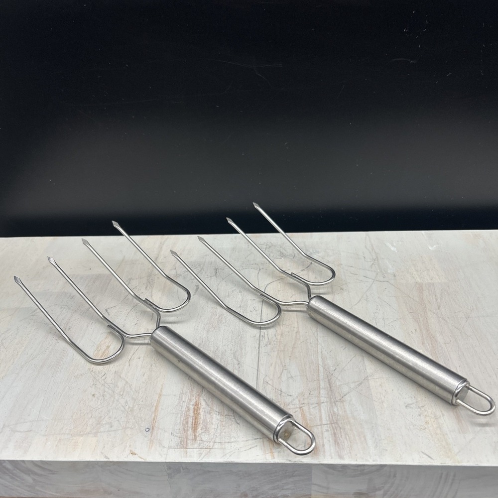 Stainless Steel Turkey Poultry Lifters Roast Carving Forks BBQ